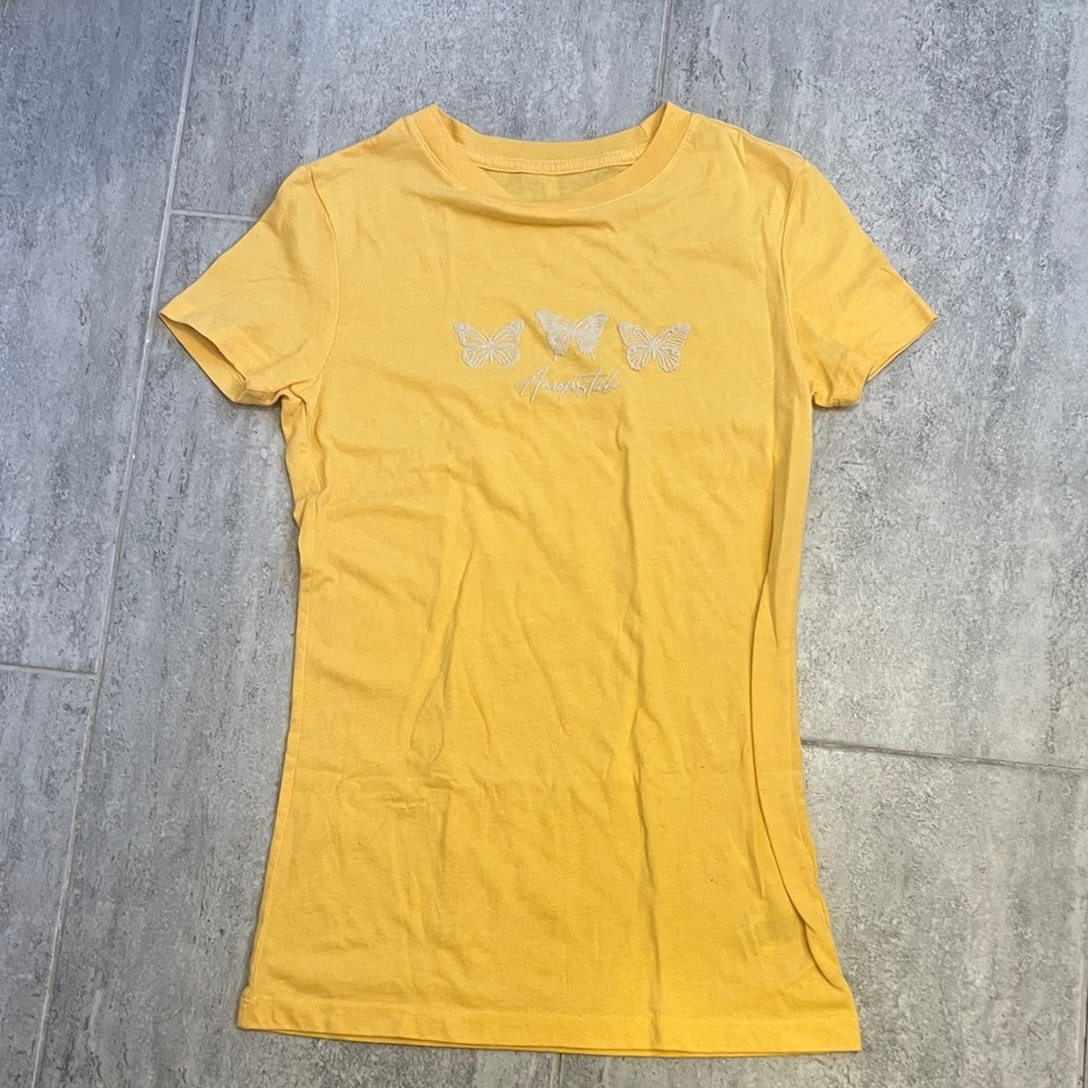 Yellow Aéropostale Women's Top with Butterfly Design